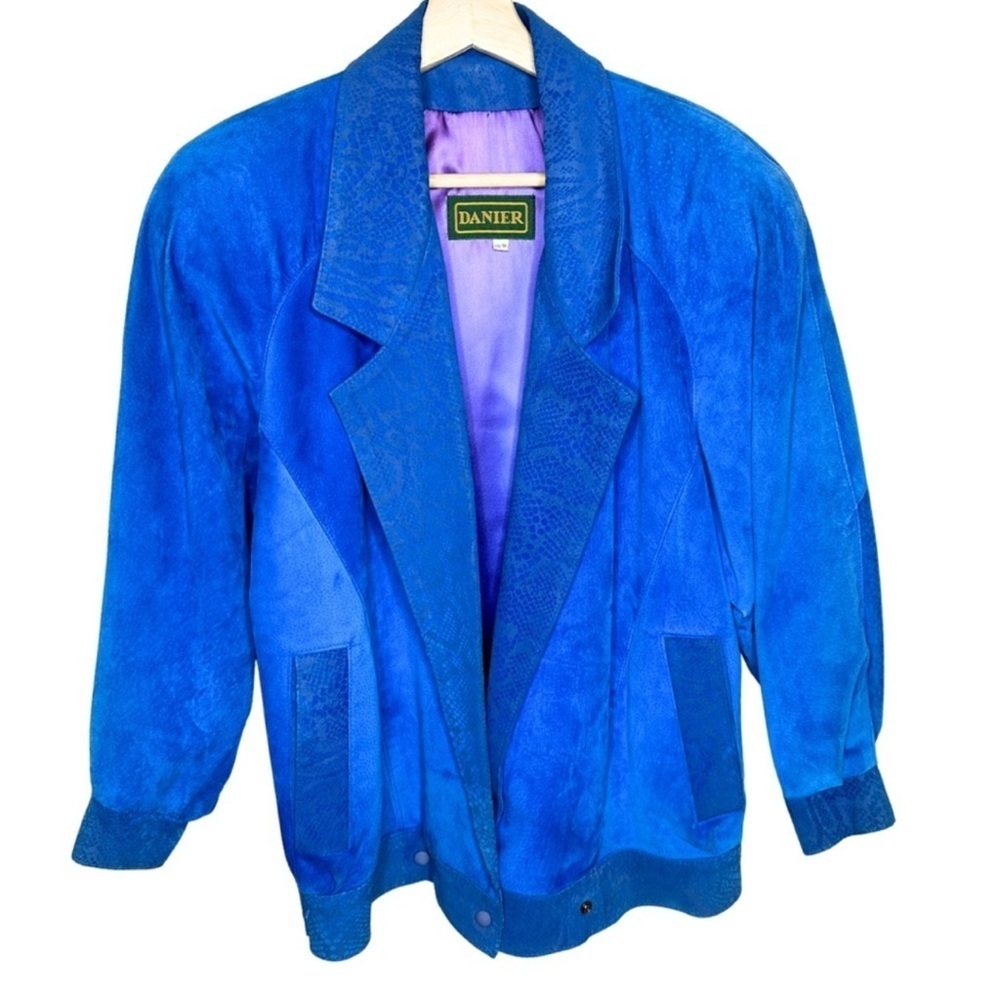 DANIER | Vintage 80s Suede Blue Bomber Jacket Sz XS